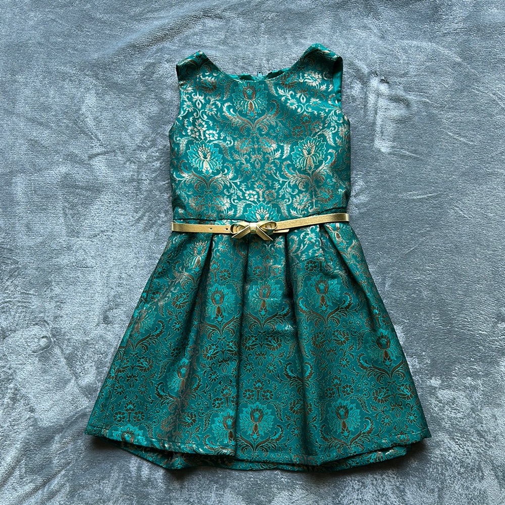The Children's Place Teal and Gold Formal Dress
